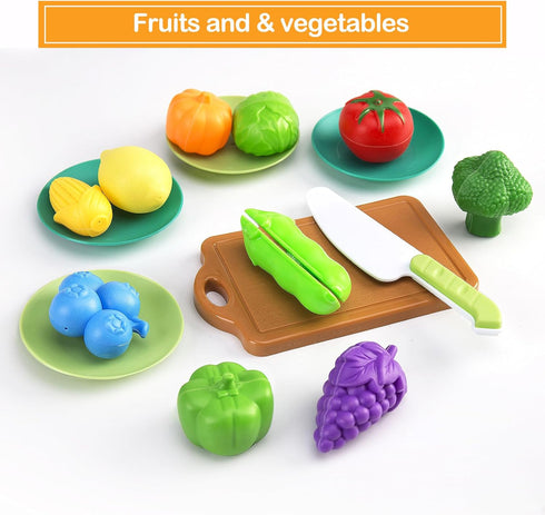 35Pcs Toddler Pretend Cooking Playset with Play Pots and Pans, Utensils Cookware Toys, Play Food Set (Blue)
