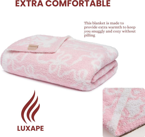 Cozy 50x60 Bow Blanket Pink Bows Soft Throw Blanket Reversible Premium Fabric for Best Comfort