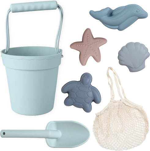 BLUE GINKGO Silicone Beach Toys - Modern Baby | Travel Friendly Set