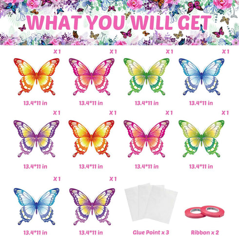 Butterfly Birthday Party Decorations, Supplies for Indoor Home, Outdoor Banner Porch Sign