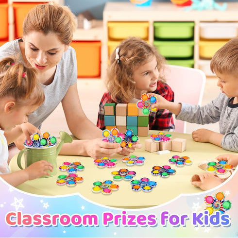 24 4-8, Gigilli Pcs Pop Fidget Spinner Bulk Easter Basket Stuffers for Kids Classroom for Kids Mini Sensory Fidget Toys