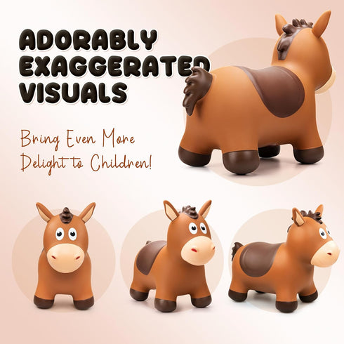 Bouncy Horse for Toddlers 1-3 - Inflatable Ride on Animal Hopper Toys for Kids