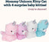 PixieCrush Unicorn Stuffed Animals for Girls Ages 3-8 - Mommy Cat Unicorn with 4 Baby Kittens Plushies