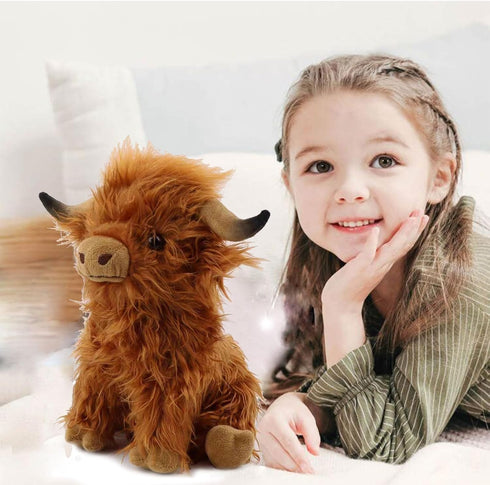 XCGNTU 11inch Scottish Highland Cow Plush Toys Soft and Cuddly Plush Stuffed Animals Suitable for Farm Home Decor,Gift