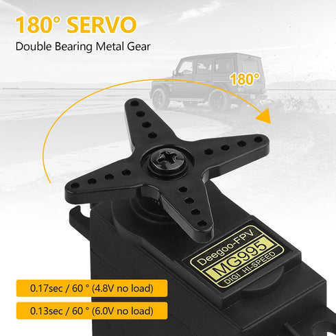 Deegoo-FPV 2Pcs MG995 55G Micro Servo Motor Metal Geared Motor Kit for RC Car Robot Helicopter, Mini Servos for Arduino