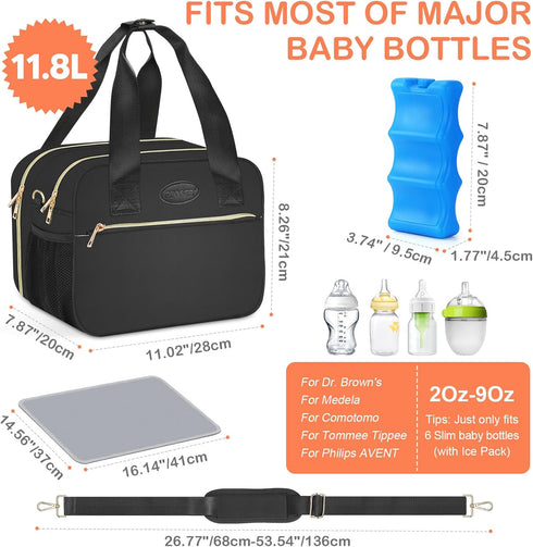 Pack, 6 9 PIIOSER Breastmilk Cooler Bag with Ice Fits Baby Bottles Up to Ounce, Insulated Bottle Travel Bags