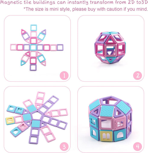 AOMIKS Magnetic Blocks for Kids, 173 Piece Mini Magnetic Building Tiles, Educational STEM Toys for Ages 3-8