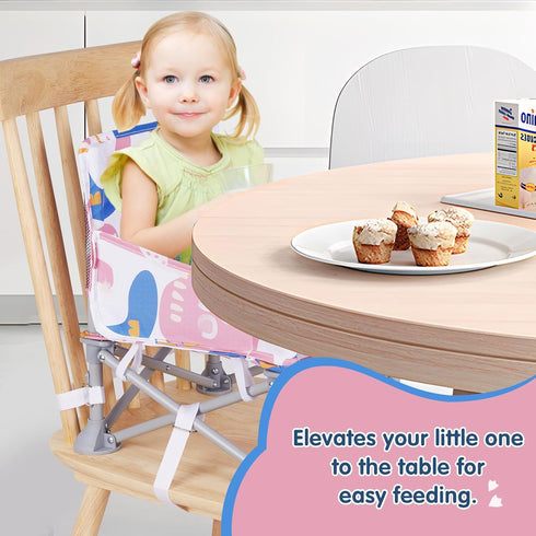 6 3 CH2408 Portable Baby Booster Seat with Tray, Toddler Booster seat for Dining, Camping, Travel, Baby Beach Chair