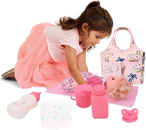 7 Set Set 12-15 Inches Bebamour Pcs Baby Doll Diaper Bag Baby Doll Bottles and Doll Accessories Doll Feeding Including