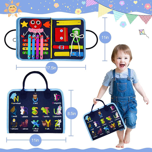Gojmzo Busy Board Montessori Toys for 1-4 Year Old Boys & Girls, Sensory Toys for Toddlers, Educational Travel Toys