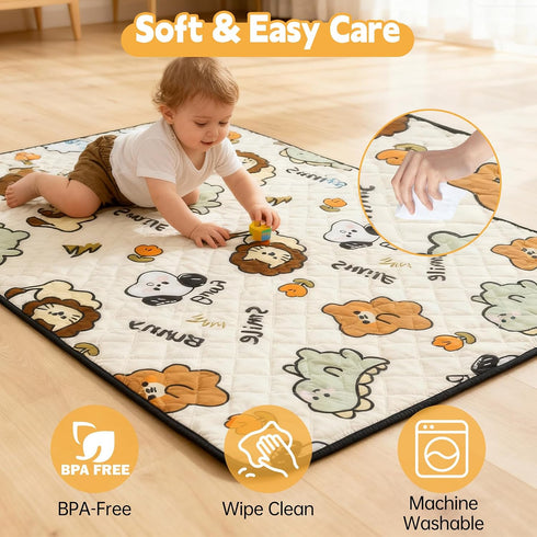 Fevbcnrj 65x50 Inch Playpen Mat, Playmat for Floor, Cushioning Padding Foam Playmat, Non-Slip for Play, Foldable