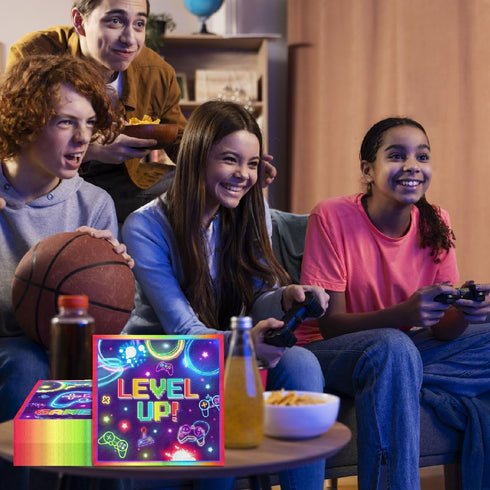Video Gaming Party Decorations: 40pcs Game On Napkins for Kids Boys Girls Gamer Birthday Supplies