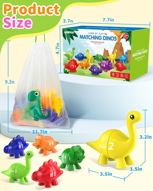3-5, 3 4 5 Number Dinosaur Toys for Kids Montessori Educational Toys for Year Old Boy Girl Gifts, Preschool Learning