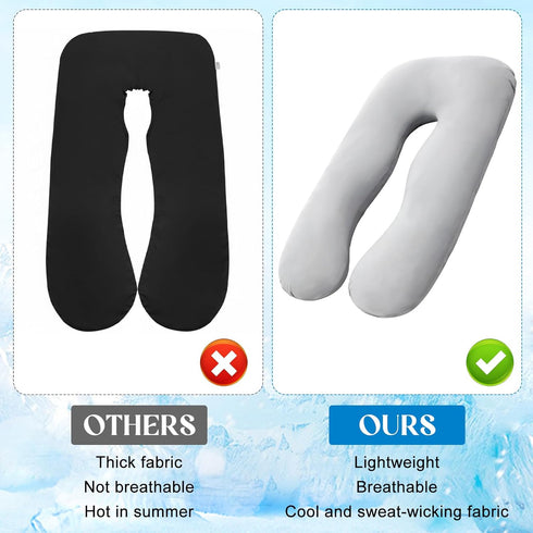 Hahafelt 57 Inch Cooling Pregnancy Pillow Cover (Only Pillowcase) Large U Shaped Full Body Pillowcase Maternity