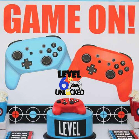 Teen Game Level Up 6th Happy Birthday Cake Topper: Video Game Night Birthday Party for Boys or Girls, Unlock Decorations