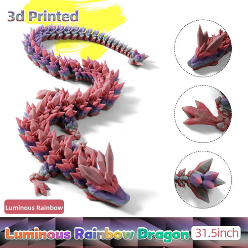TXB3DOK 31.5" 3D Dragon3D 3D 31.5 inch) Large Glow in The Dark Printed Dragon Toys Bigger Fidget Crystal Animals Toys