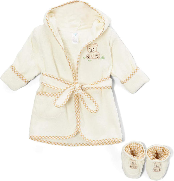 Spasilk 100% Cotton Hooded Terry Bathrobe with Booties Baby One Size Gifts
