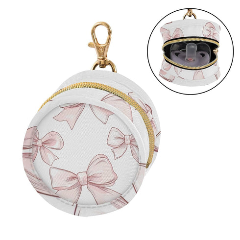 YETTASBIN Pink Bow Portable Pacifier Holder Case with Metal Hook Buckle & Zipper for Diaper Bag and Stroller, Versatile