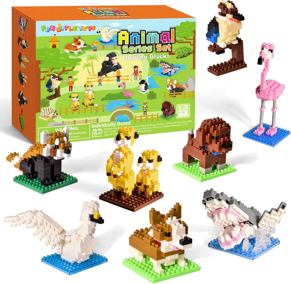 FUN LITTLE TOYS Party Favors for Kids 6-12, 12 Pack Mini Animal