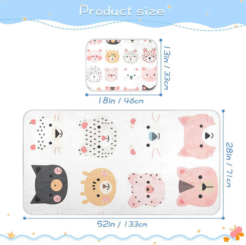 SyXIOP 28" 52" Cartoon Cute Animal Face Cooling Baby Fitted Crib Mattress x Breathable Padded Crib for Kids, Adult