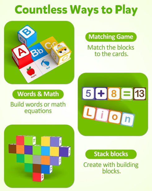 3 4 5 Coogam Magnetic Alphabet Blocks for Learning Numbers, Letters, Shapes, Magnet Construction Game & Toddlers