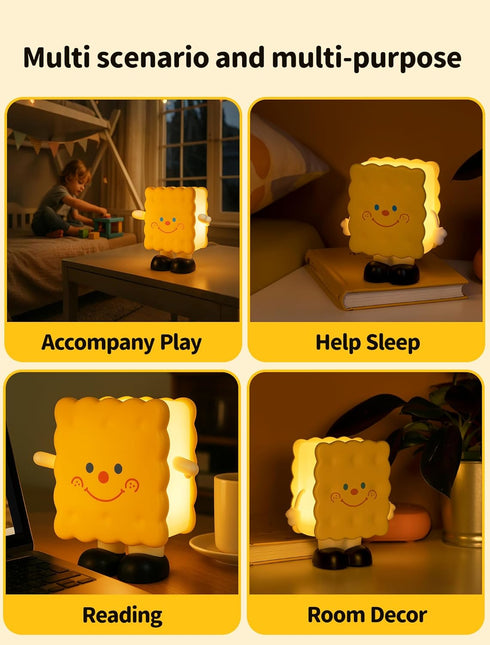 Biscuit Night Light for Kids, Rechargeable Baby Night Lights, Portable Sleep Nightlight, Cute Nursery Lamp, Table Lamps