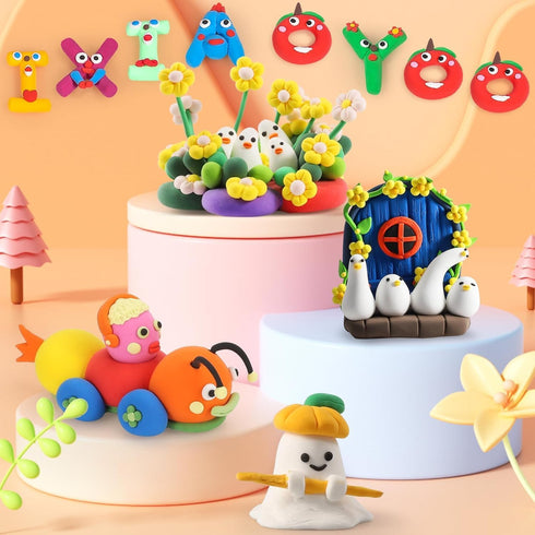 64 3 4 5 6 7 8+ Ixiaoyoo Air Dry Clay, Colors Modeling Clay for Kids, Creative DIY School Arts & Crafts Kit, Soft