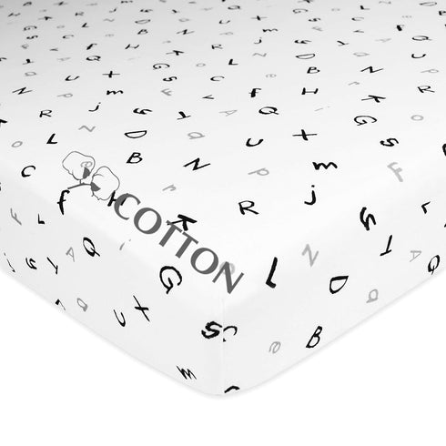 American Baby Company 100% Natural Cotton Fitted Crib Sheet 52" x 28" - Soft, Hypoallergenic, Alphabet Design