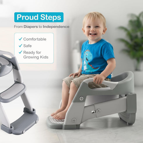 TIVONEL 3-in-1 5-Level Toddler Potty Training Toilet Seat with Ladder | Foldable Toilet Potty Training Seat with Step