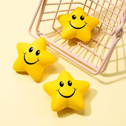 20 Pieces Star Smile Face Stress Balls, Mini Foam Smile Ball Stress Relief Toy for Kids