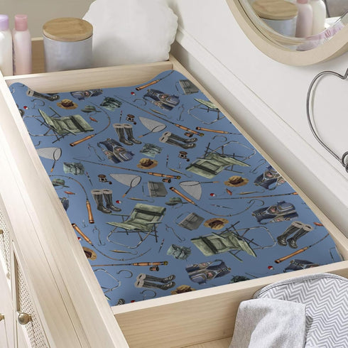 Fishing Changing Pad Cover, Soft Breathable Sheets for Boys, 32"x16" Fishing Lovers Gift