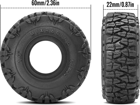 OGRC 1.0 Soft and Sticky Tires for 1/18 TRX4M, 1/24 RC Crawler Axial SCX24 FMS FCX24 - 60 * 22mm