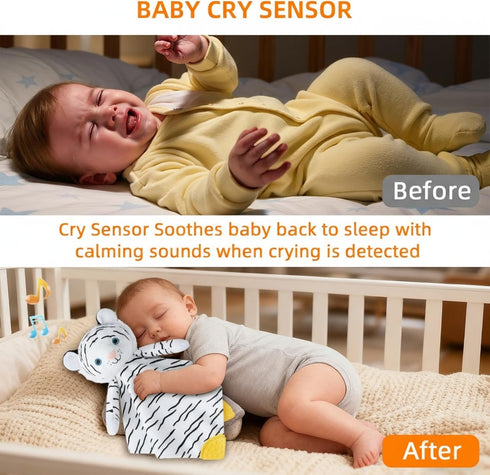 10 BEREST Rechargeable Baby Sleep Soother, White Noises of Heartbeats & Lullabies Infant Sleeping Aid with Cry Sensor
