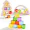 Woodtoe Wooden Building Blocks Set for Kids, Rainbow & Christmas Tree Wood