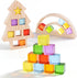 Woodtoe Wooden Building Blocks Set for Kids, Rainbow & Christmas Tree Wood