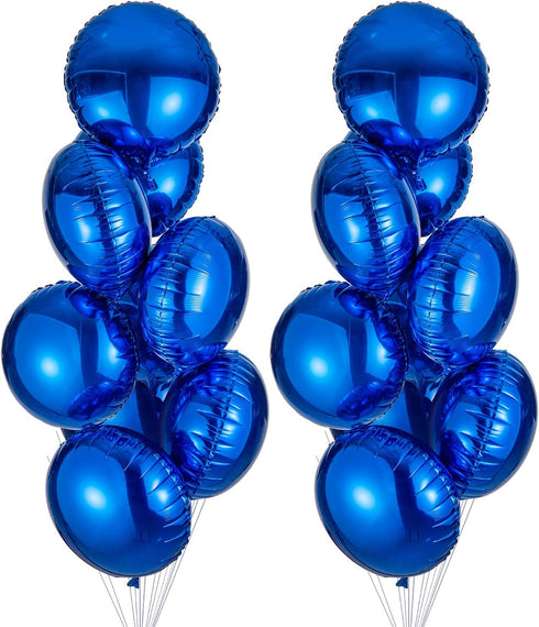 18" Blue Round Shaped Mylar Foil Balloons, Pack of 20 for Birthday Party Wedding Baby Shower Decorations