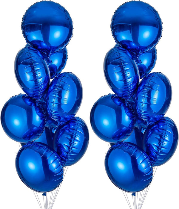 18" Blue Round Shaped Mylar Foil Balloons, Pack of 20 for Birthday Party Wedding Baby Shower Decorations