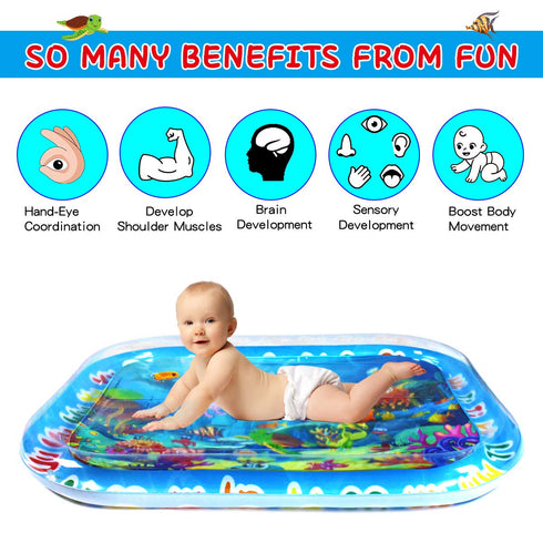 Extra Big Infant Water Mat, Large Water Play Mat, Seas and Oceans Tummy Baby Toys with BB Call, Fun Early Development