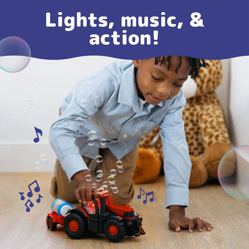 Prextex Bump & Go Bubble Blowing Farm Tractor Toy Truck with Lights and Sounds - Kids Tractor Toys for 2 to 3+ Years