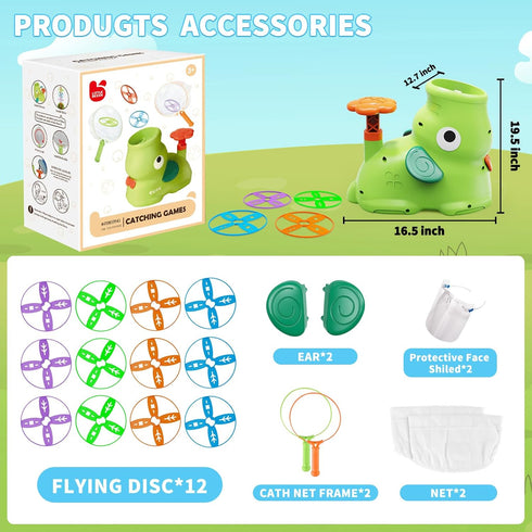 Outdoor Stomp Flying Disc Launcher Toys - Kids Ages 3-10 - Elephant Butterfly Catching Game for Outdoor Birthday