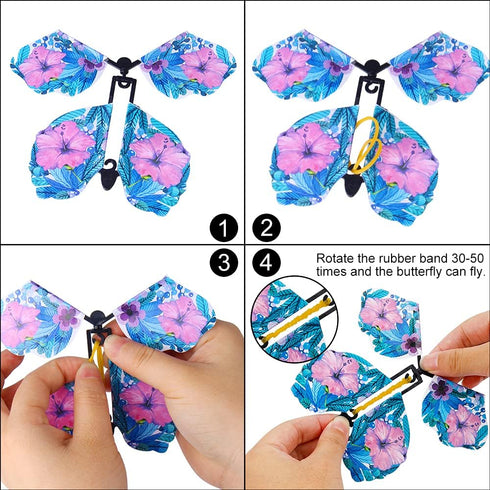 Outee 10 Packs Flying Butterfly Card Surprise, Wind Up Butterfly Gift Toy for Teacher Appreciation and Xmas Gifts