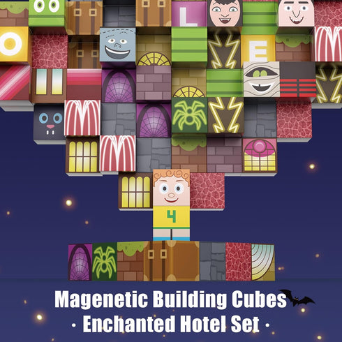 BINZKBB -198PCS 4 5 6 7 8 10+ Magnetic Blocks Enchanted Hotel Magnetic Building Cubes,Educational Sensory Stacking Kit