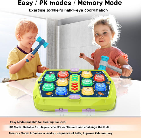 3-8, Hammer 3 4 5 6 7+ 3 2 Hammers, 3-10 Toddlers Toys Age Mole Game Toys for Year Old Boys with Modes,Interactive