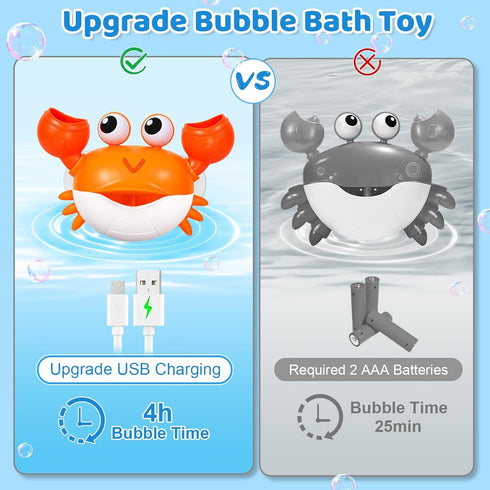 1-3 6-12 12-18 1st Gigilli Crab Baby Bath Toys, Rechargeable Bath Bubble Machine for Toddler, Automatic Shower Bathtub