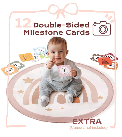Tummy 7 12 Baby Play Gym Mat, Time Activity Mat with Detachable Toys and Milestone Cards for Stage-Based Sensory