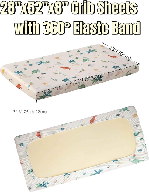Girls,52x28x8, 2 Pack, SDY Jersey Dinosaur Crib Sheets for Baby Boys and Cute Kawaii Standard Oval/Retangle Fitted Crib