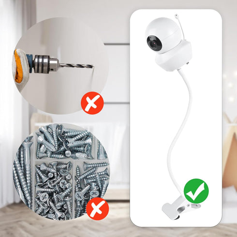 Flexible Baby Monitor Clip Mount Compatible with Infant Optics DXR-8 Pro, Nanit Pro, and Other Baby Cameras