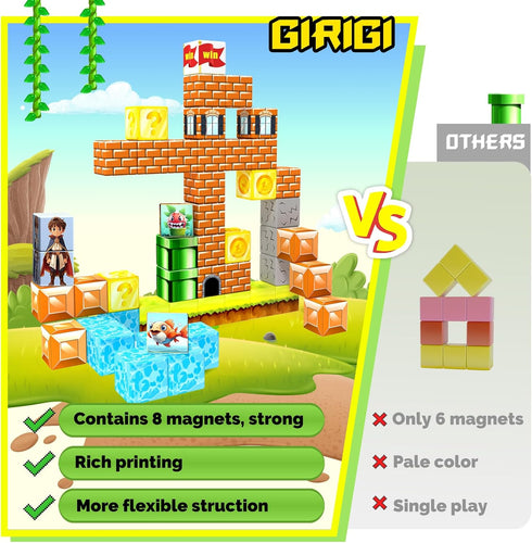 Magnetic Blocks Building Toys - Creative Montessori Sensory Toys for Boys & Girls Ages 3-8, Fun Gift