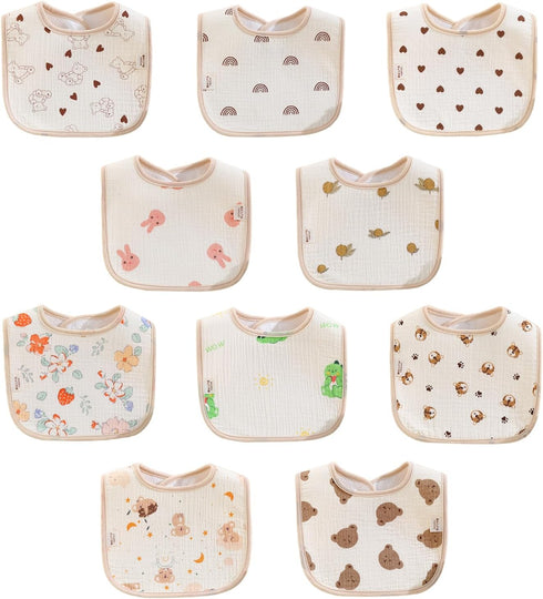 PurlHaven Baby Bandana Bibs, 6 Pack Waterproof Toddler Bib,Soft Cotton Absorbent Baby Bibs