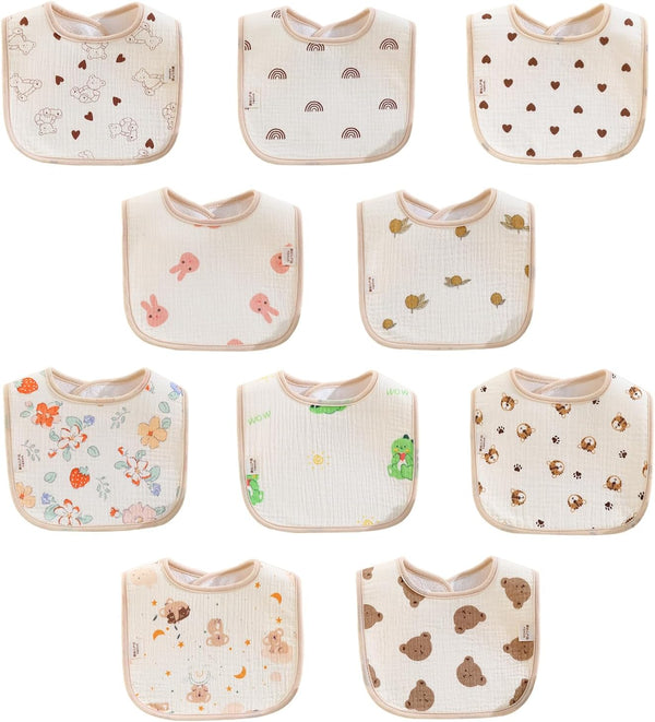 PurlHaven Baby Bandana Bibs, 6 Pack Waterproof Toddler Bib,Soft Cotton Absorbent Baby Bibs